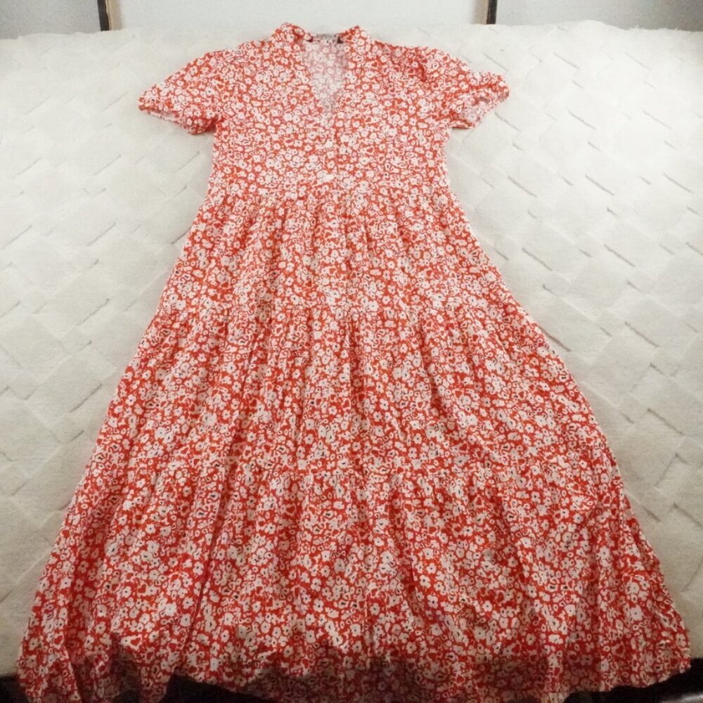 Zara Coral Floral Maxi Dress